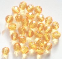 25 8mm Faceted Transparent Gold Firepolish Beads